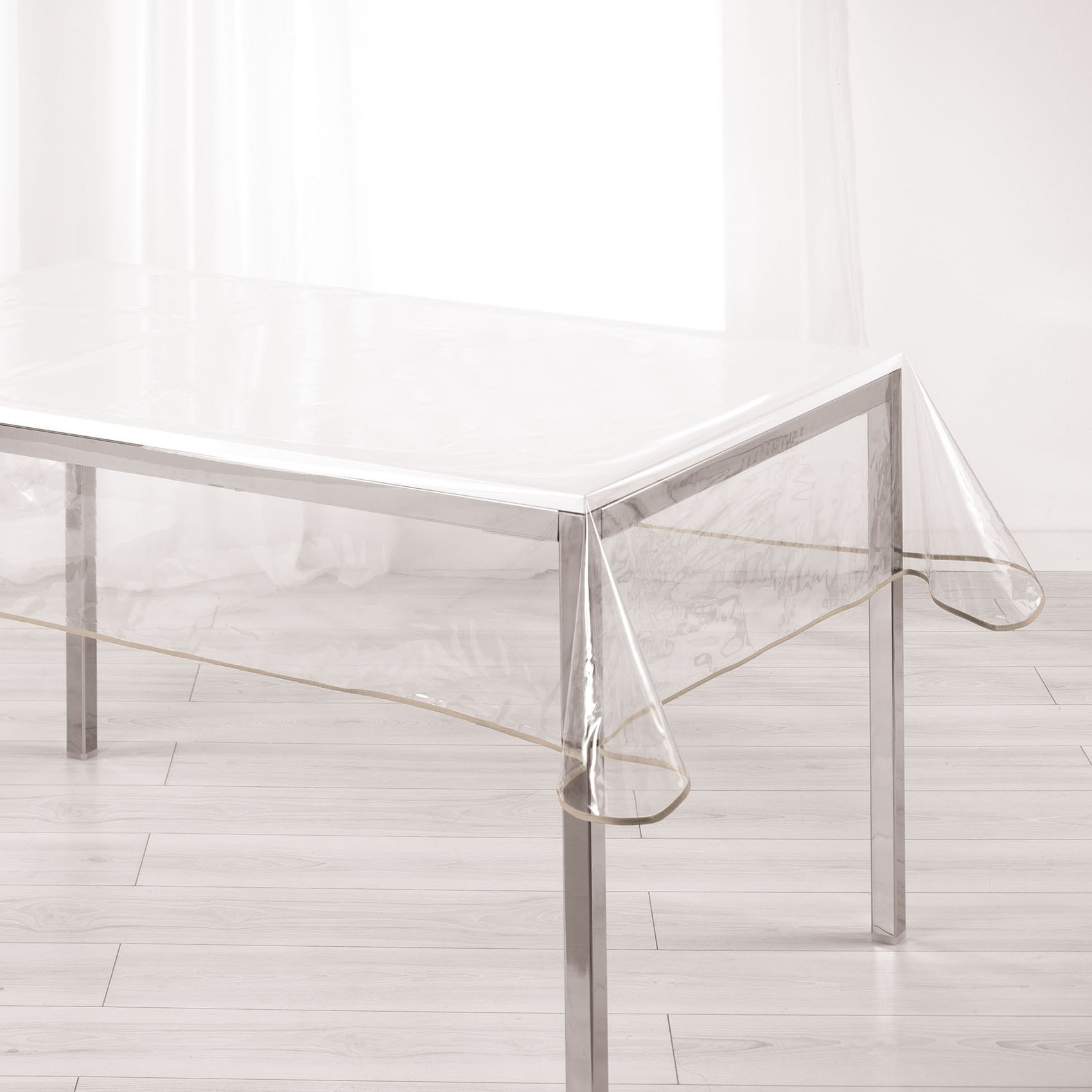 Nappe rectangle transparente ourlet coloré - Taupe