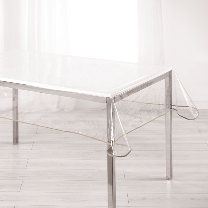 Nappe rectangle transparente ourlet coloré - Taupe