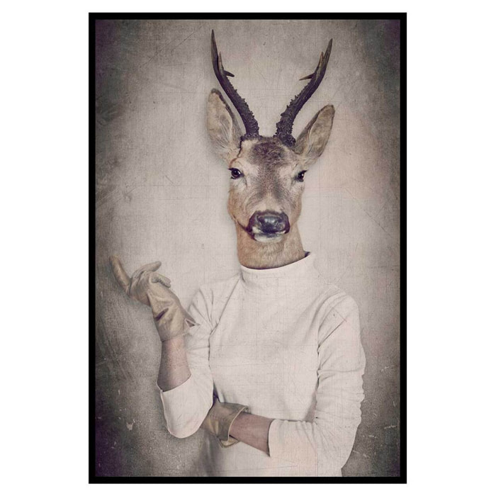 Affiche encadrée animal surréaliste antilope élégante Affiche + cadre en métal - Noir