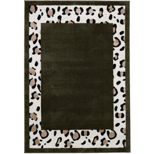 LEOVAH - Tapis de salon vert à motif léopard