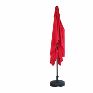 Parasol droit rectangulaire 2x3m - Touquet Rouge - mât central en aluminium orientable et manivelle d'ouverture