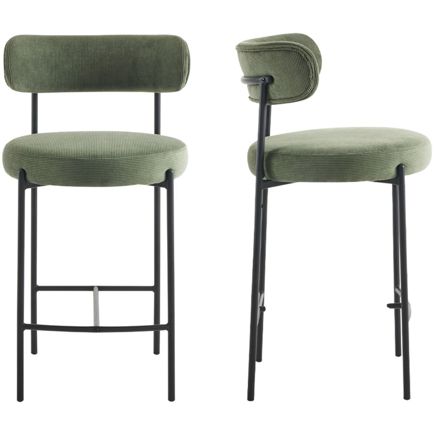 Lot de 2 tabourets de bar en velours côtelé - EVORA