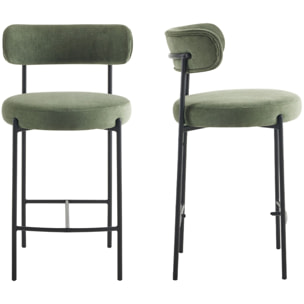 Lot de 2 tabourets de bar en velours côtelé - EVORA