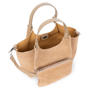 Baragiano borsa tote donna. Pelle autentica Suede.
