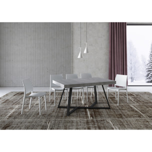 Table extensible 90x160/264 cm Booster gris béton pieds anthracite