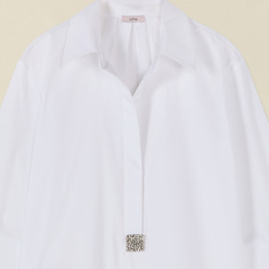 Oltre - Camicia over con dettaglio gioiello - Bianco