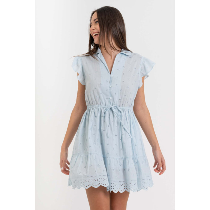 Kocca - Abito estivo donna in cotone traforato con balze e coulisse Donna