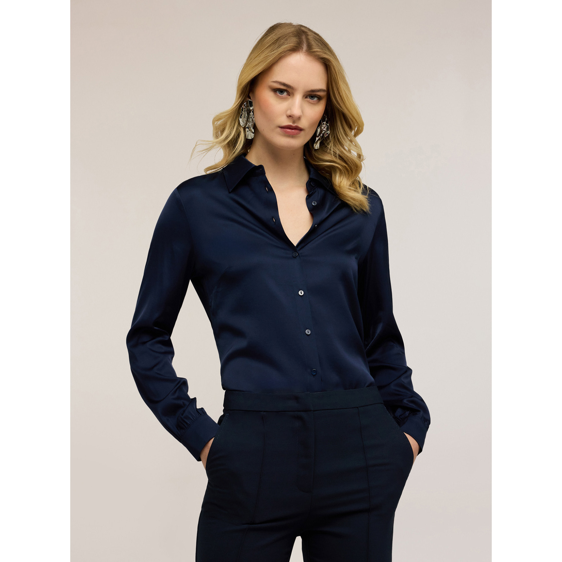 Motivi - Camisa de satén de viscosa - Azul