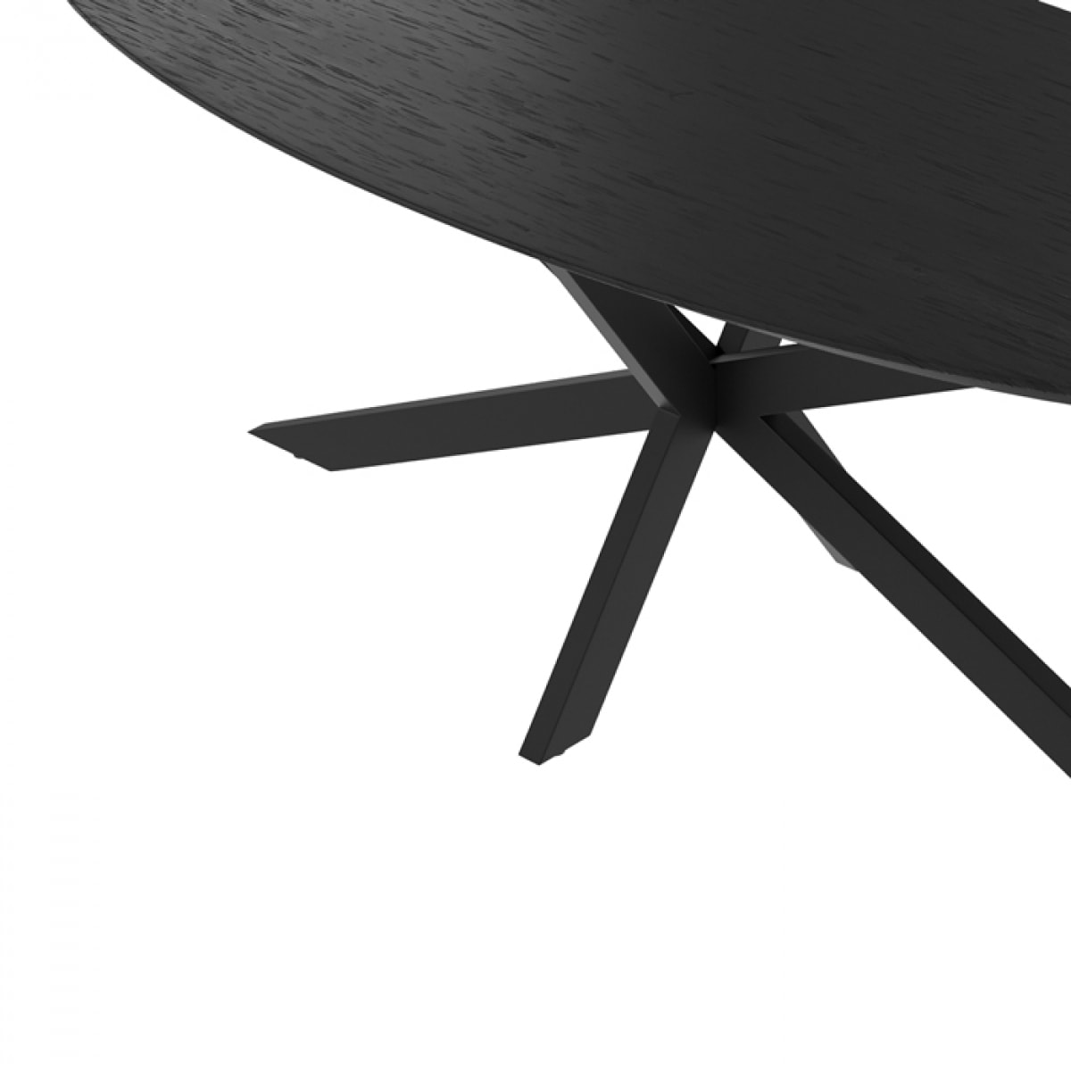 Table ovale 10 personnes en bois de teck recyclé noir 240 cm - Sparo