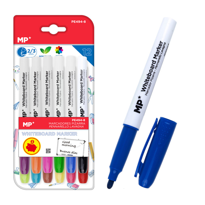 SET MARCADOR DE PIZARRA 12 Uds. COLORES VARIADOS