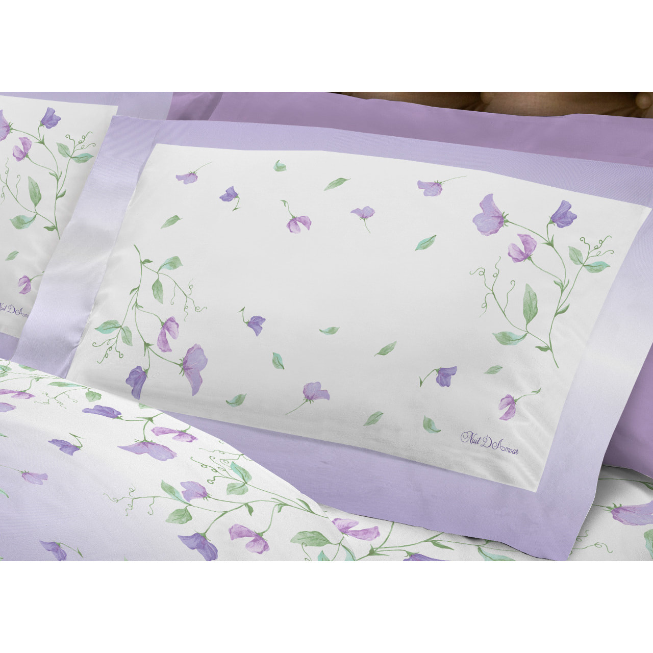 Completo Lenzuola In Calda Flanella Made In Italy Linea Europa Peaflower Lilla