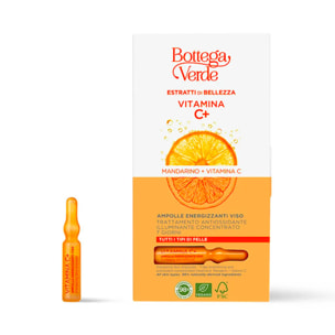 Estratti di bellezza - Vitamina C+ - Ampolle energizzanti viso - Mandarino + Vitamina C - Trattamento antiossidante illuminante concentrato 7 giorni - tutti i tipi di pelle