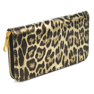 Avegno cartera mujer, de piel auténtica Gamuza con estampado animal print leopardo lacada brillante.