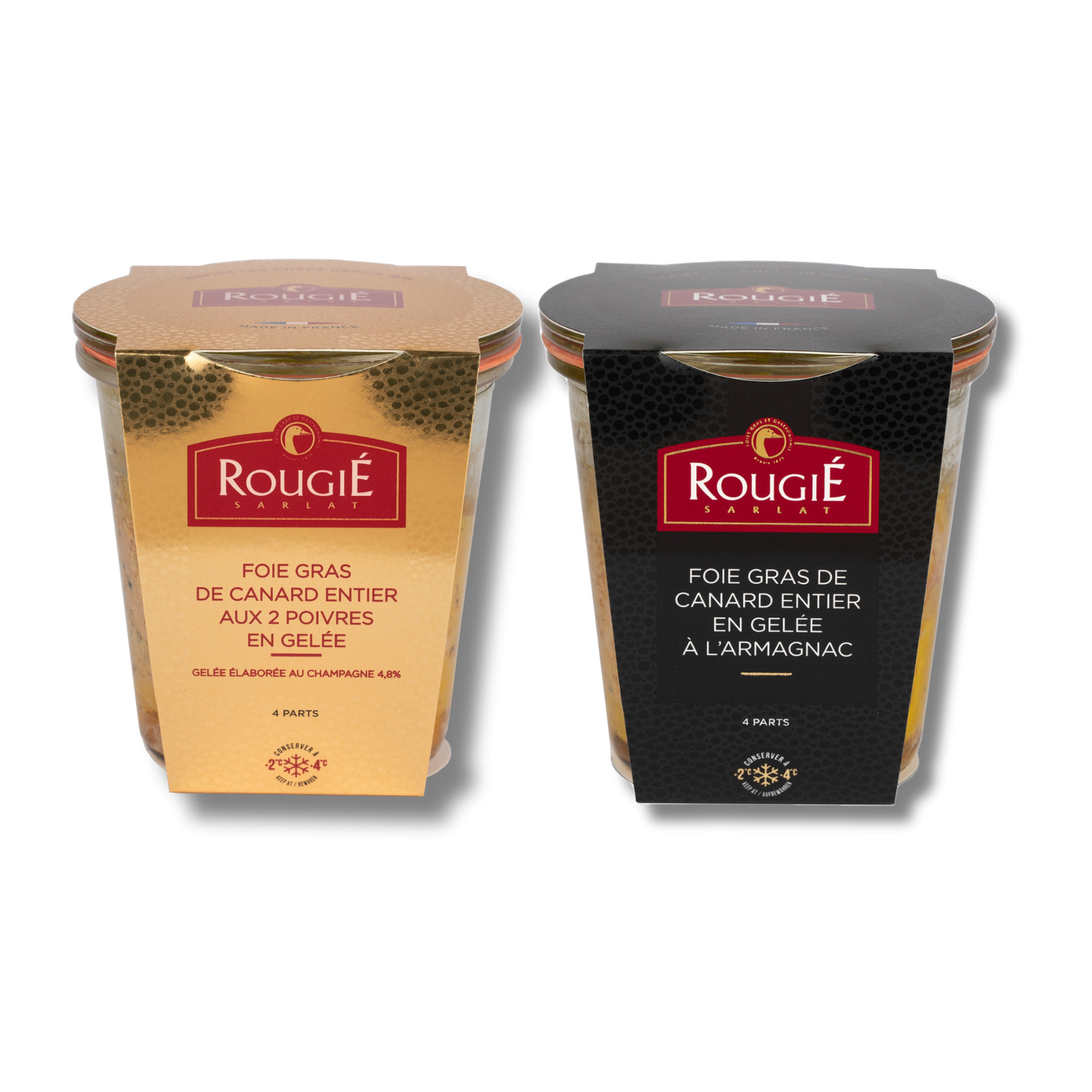 Le duo de Foie Gras de canard entier Armagnac et Champagne - 2x180g
