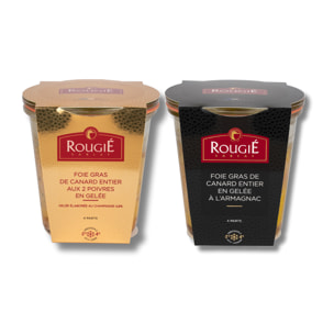 Le duo de Foie Gras de canard entier Armagnac et Champagne - 2x180g