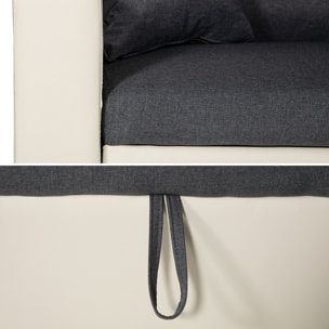 Canapé d'angle convertible CLARK 3 places gris chiné et blanc