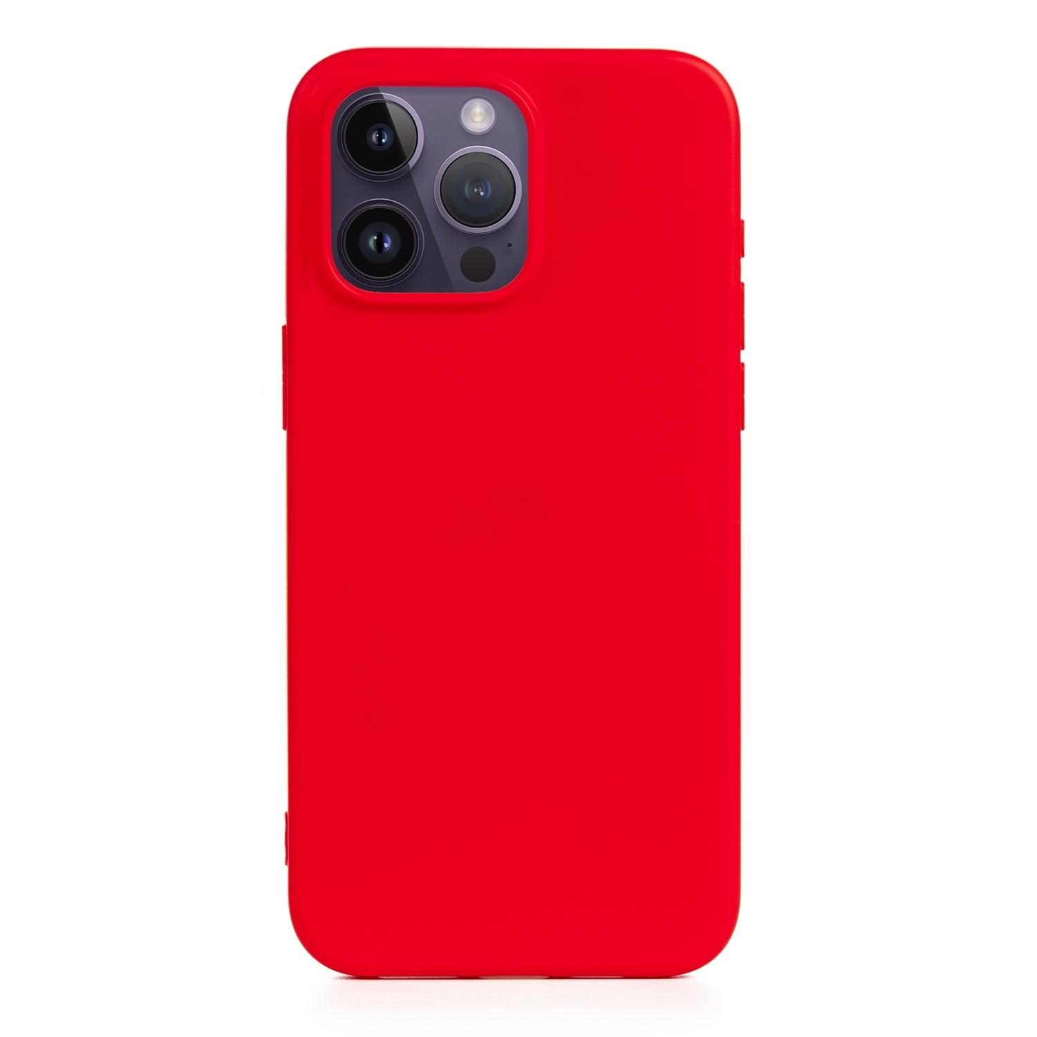 DAM Custodia in silicone Essential per iPhone 14 Pro Max. Interno in morbido velluto. 8,04x1,06x16,35 cm. colore rosso