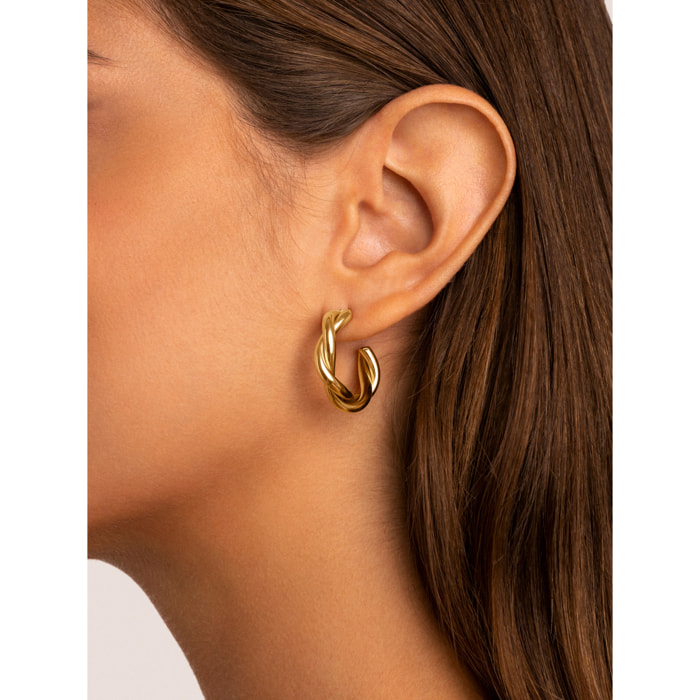 Pendientes Aro Lina Acero Baño Oro