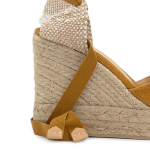 Alpargata de cuña Chiara en algodón orgánico lavado con doble plataforma