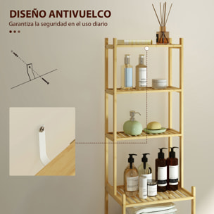 Estantería de Baño de Bambú de 7 Niveles, Estantería de Almacenaje Diseño de Lamas para Cocina, Baño, Salón, 44x33x180 cm, Natural