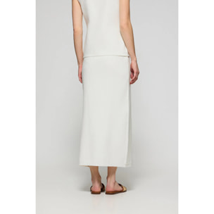 Gonna ecrù in filo con abbottonatura Manoban con dettaglio in madreperla