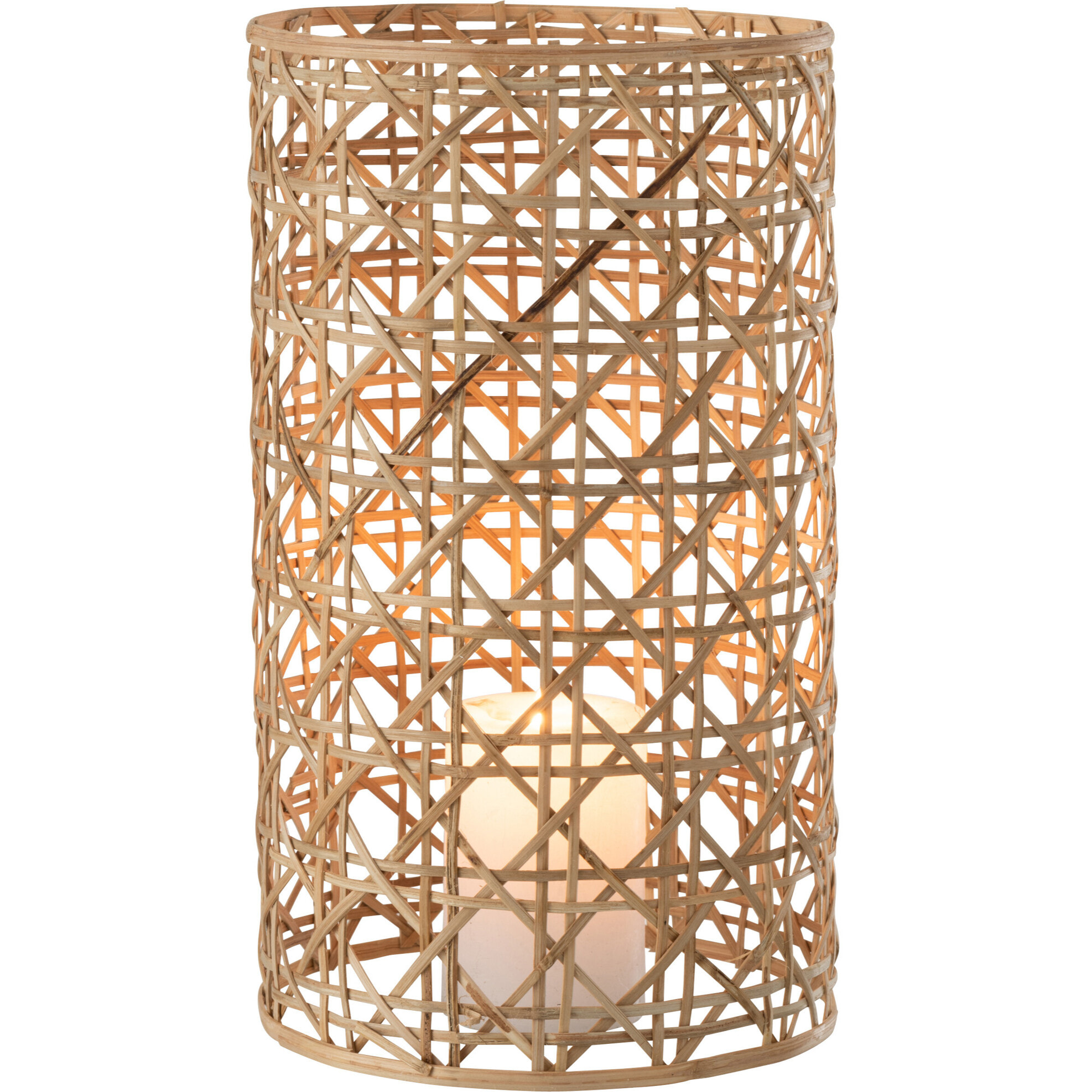 J-Line photophore Candice - verre/rotin - naturel - large
