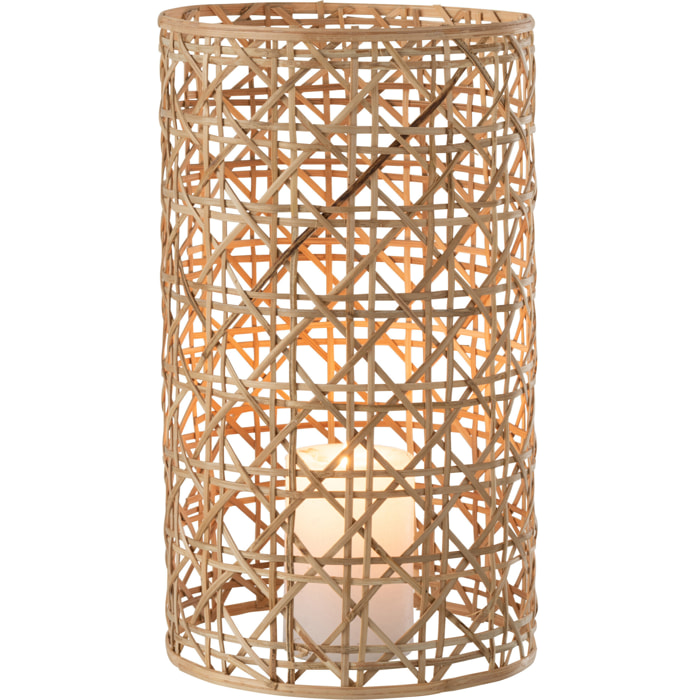 J-Line photophore Candice - verre/rotin - naturel - large