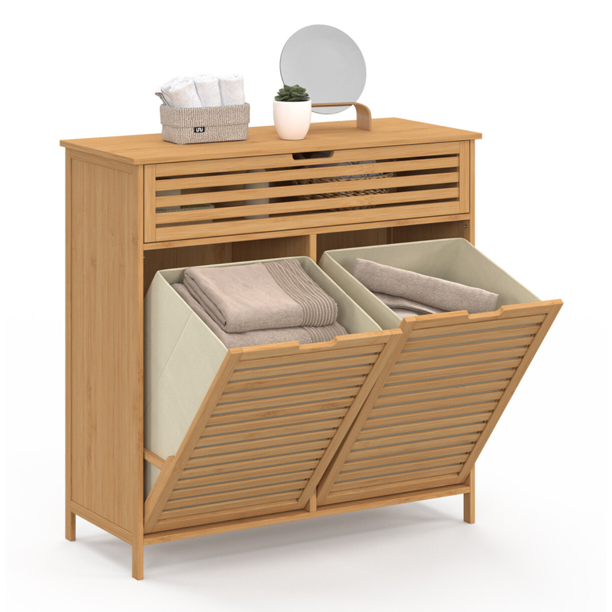 Meuble salle de bain Maya 2 paniers à linge bambou