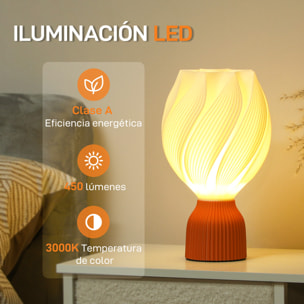 Lámpara de Mesita de Noche Pantalla de Impresión 3D Lámpara de Mesa con Diseño de Pétalos Luz Cálida para Dormitorio Salón Blanco