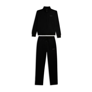 Tuta full zip in felpa garzata con collo alto e gamba dritta