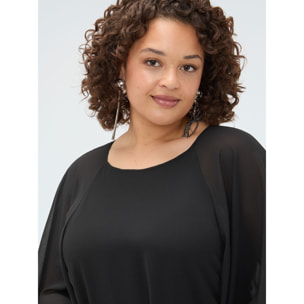 Fiorella Rubino - Vestido de georgette con maximangas kimono - Negro