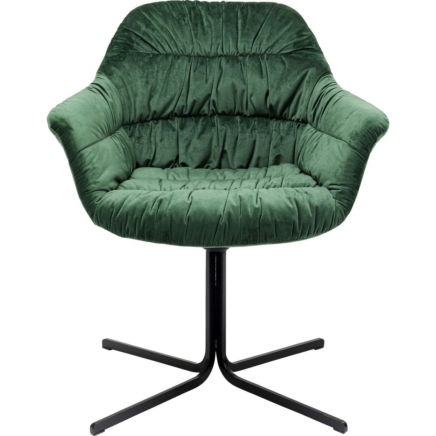 Chaise avec accoudoirs pivotante Colmar velours vert Kare Design