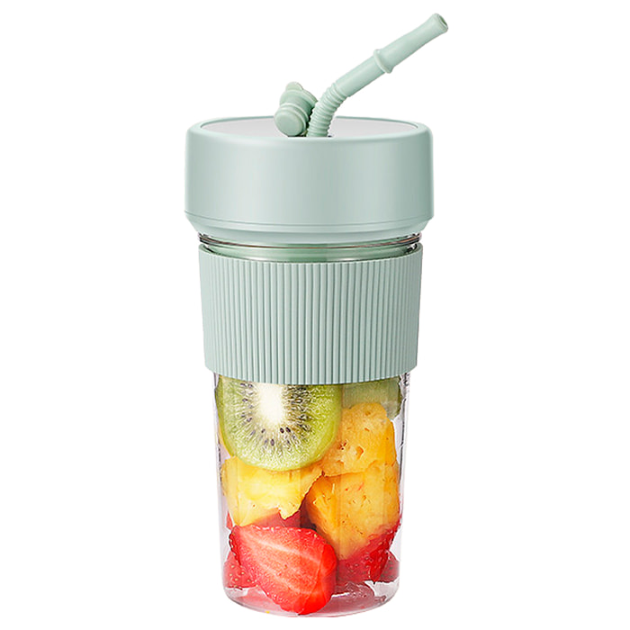Batidora portatil multifunción K5 de 350ml con 6 cuchillas de acero, seguridad por doble click y batería recargable.