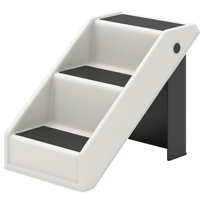 Escalier pour chien pliable - 3 marches antidérapantes - max. 10Kg - PP noir blanc cassé