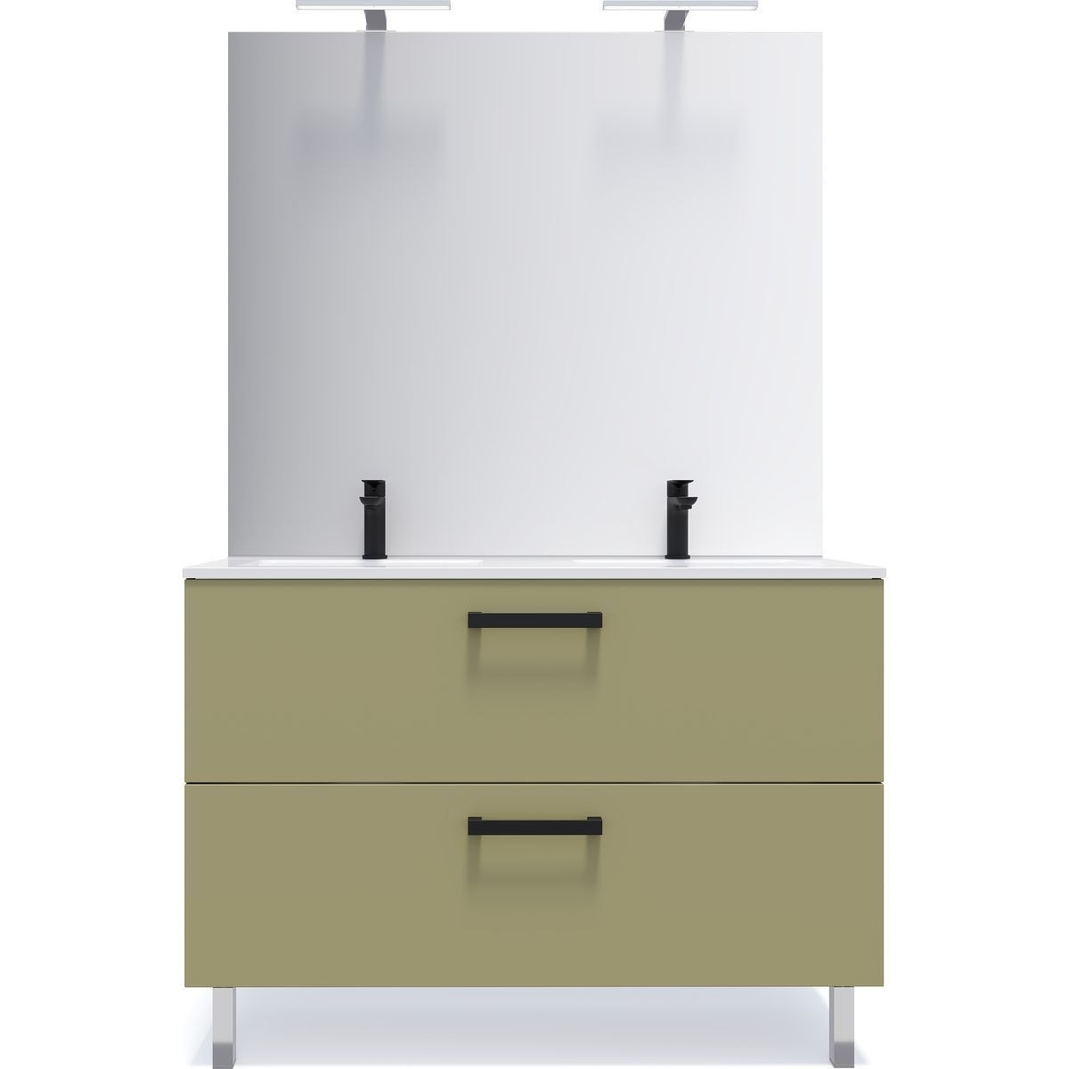 Meuble salle de bain double vasque 2 tiroirs - CHELSEA