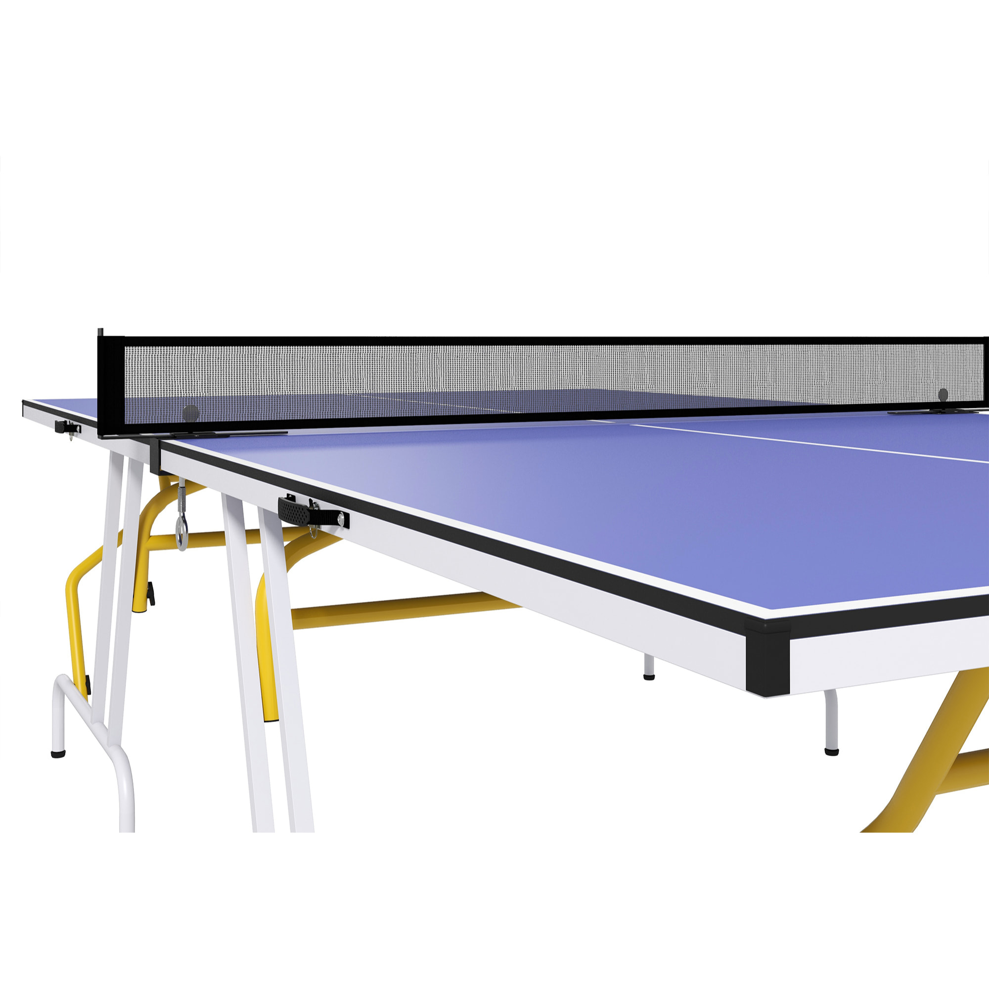 Mesa de Ping-Pong Plegable Mesa de Tenis de Mesa Diseño Compacto con Red Reposapiés Ajustables y Marco de Acero para Interior y Exterior 274x152,5x76 cm Azul