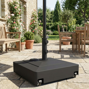 Pied de parasol carré mobile à lester compatible mât 35/38/48 mm noir