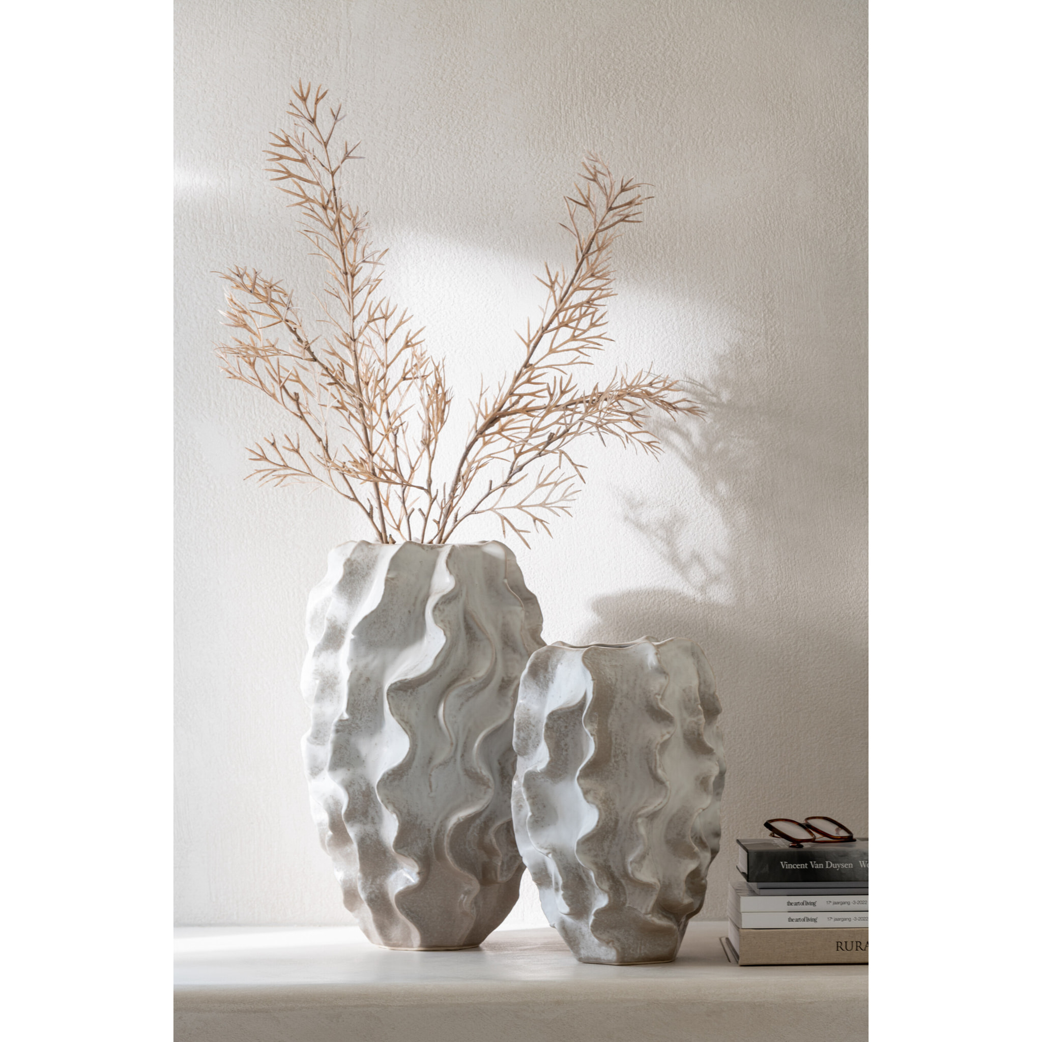 J-Line vase Abstrait Vagues - argile - beige - small