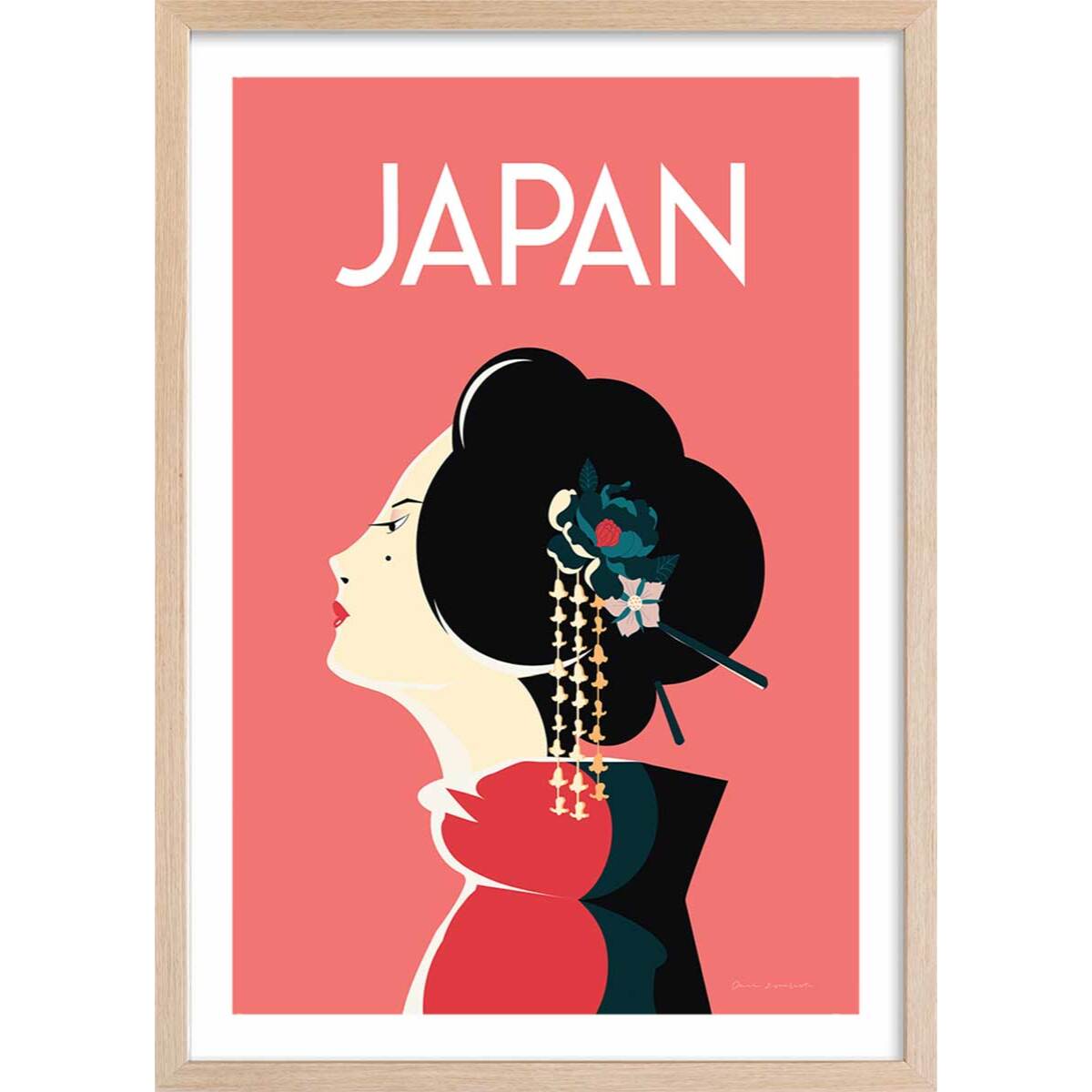 Affiche voyage Japon et tradition Affiche + cadre en bois - Chêne