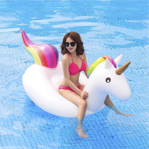 DAM Flotador gigante con forma de unicornio. 200x100cm. 200x100x90 Cm. Color: Blanco