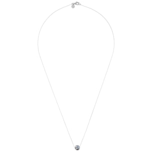 PERLAVIVA - Collana Catena a Palline in Argento 925 placcato Platino con Perla Ming d'Acqua Dolce Bianca Ø 11 mm