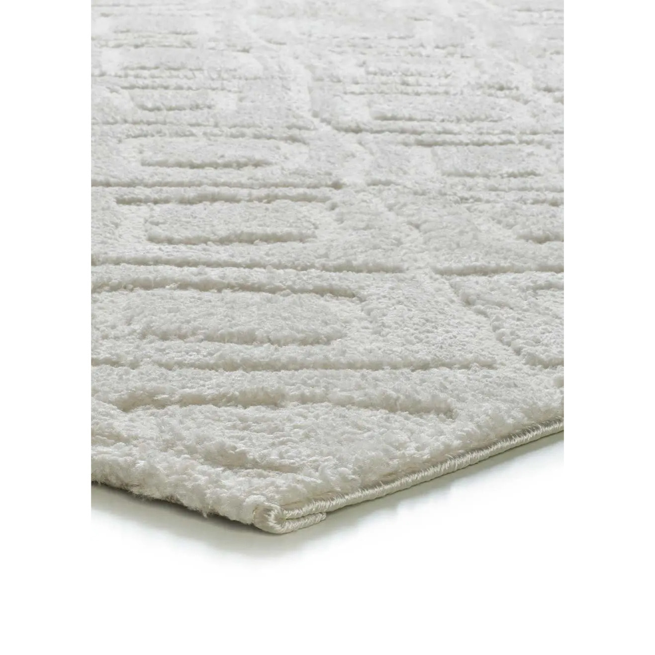JUNO Alfombra geométrica con relieve blanco, varias medidas disponibles.