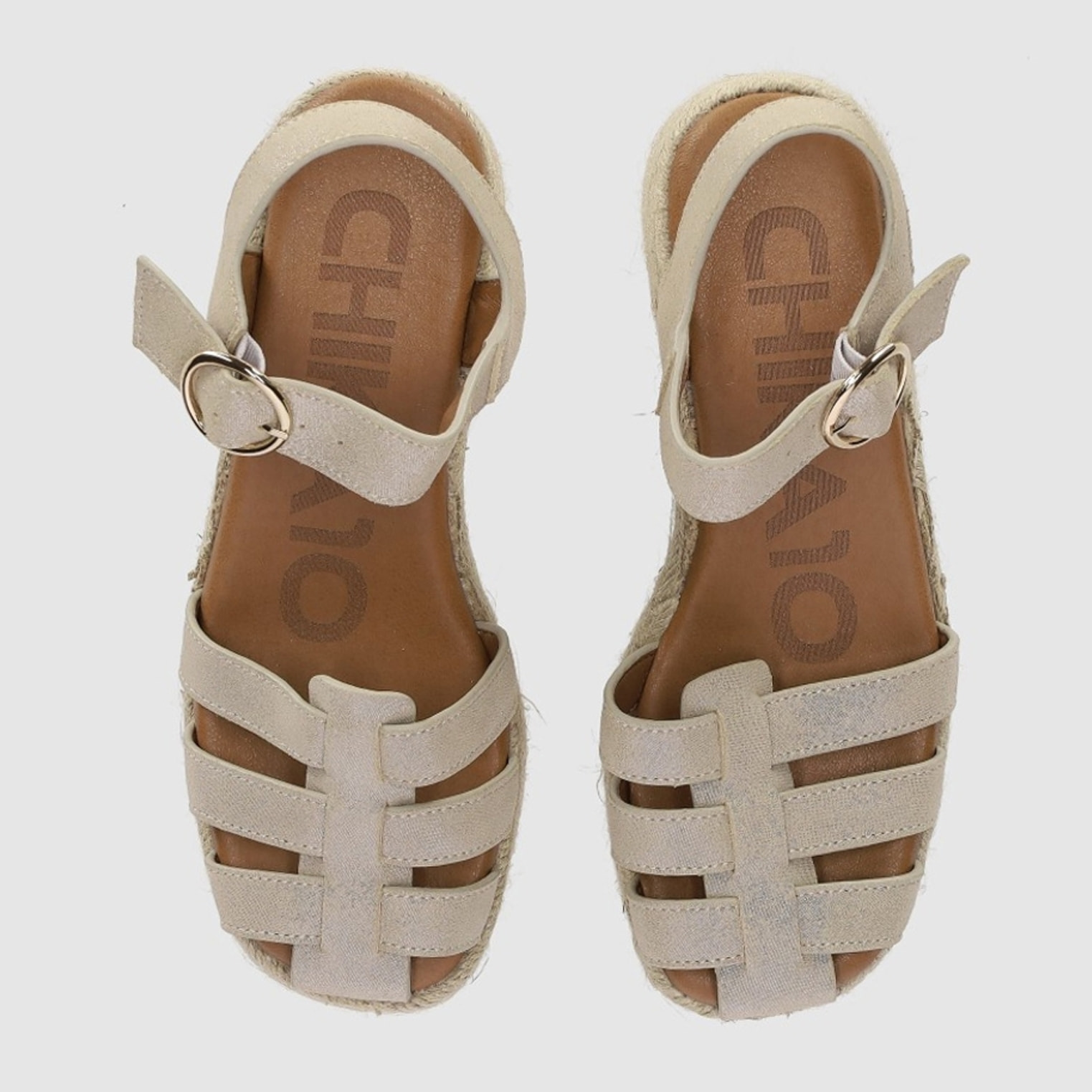 Sandalias de Serraje - Platino - Tacón: 6 cm