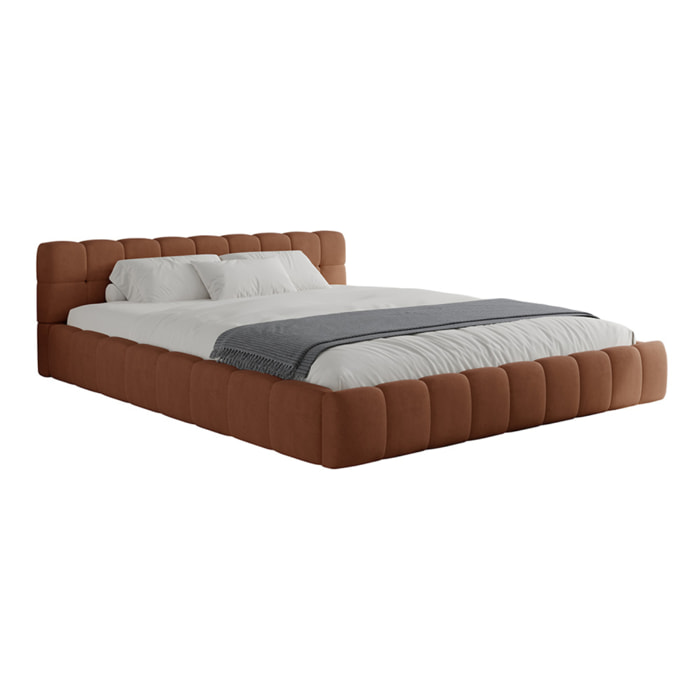Lit nuage 160x200cm en velours marron PRINCETON