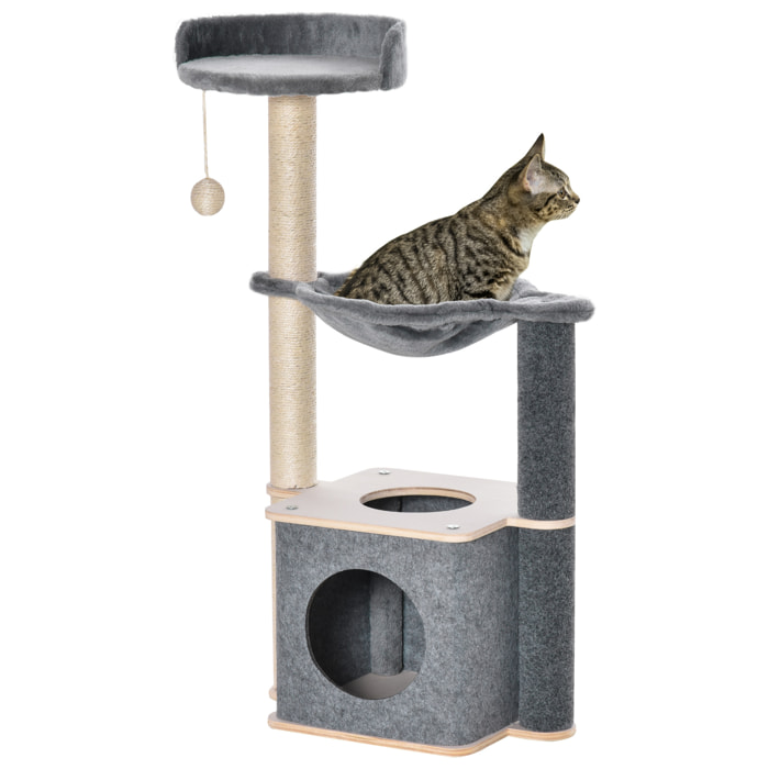 Árbol Rascador de Gato con Hamaca Plataformas Cueva Poste para Rascar 48x34x95cm