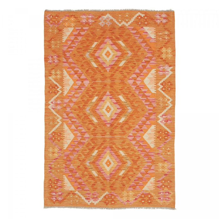 Tapis kilim, motif ethnique, artisanal en laine naturelle