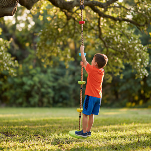 Corde d'escalade balancoire plateformes et siège disque PE vert