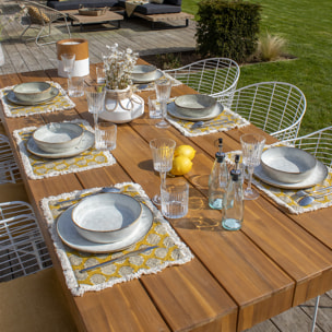 LOT 4 SETS DE TABLE EN COTON JAUNE MOUTARDE + FRANGES 43X28CM CATANE