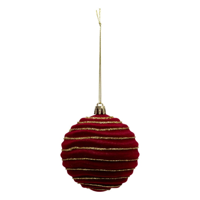 Boule de Noël pailletté rouge x9 80mm