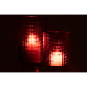 J-Line photophore Quadrillé - verre - rouge/or - large